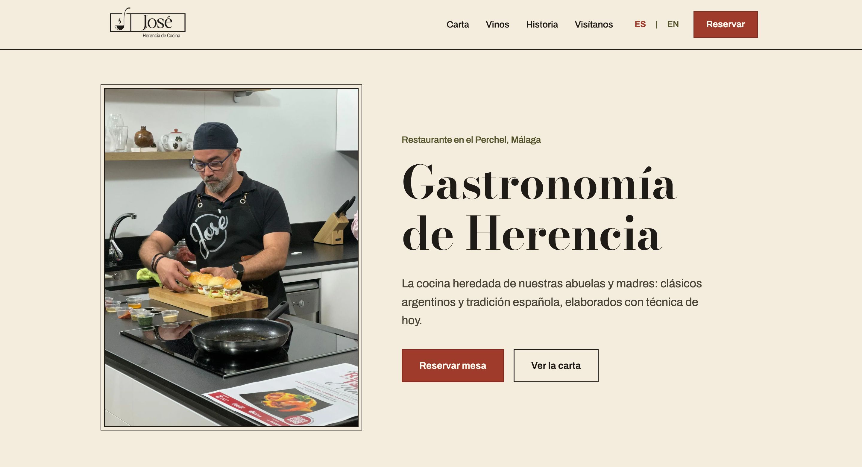 Portada de la web de José, Herencia de Cocina