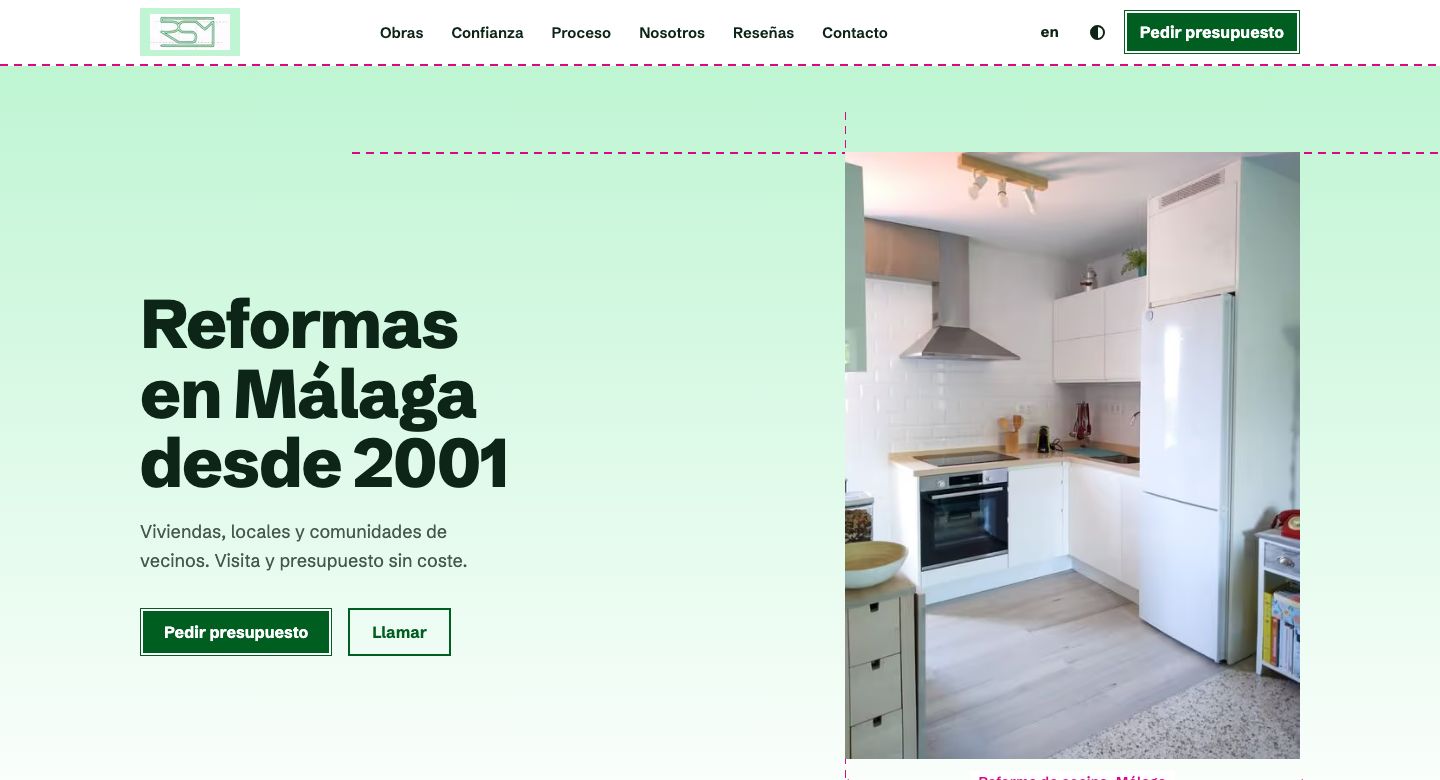 Portada de la web de RESEMA, empresa de reformas en Málaga