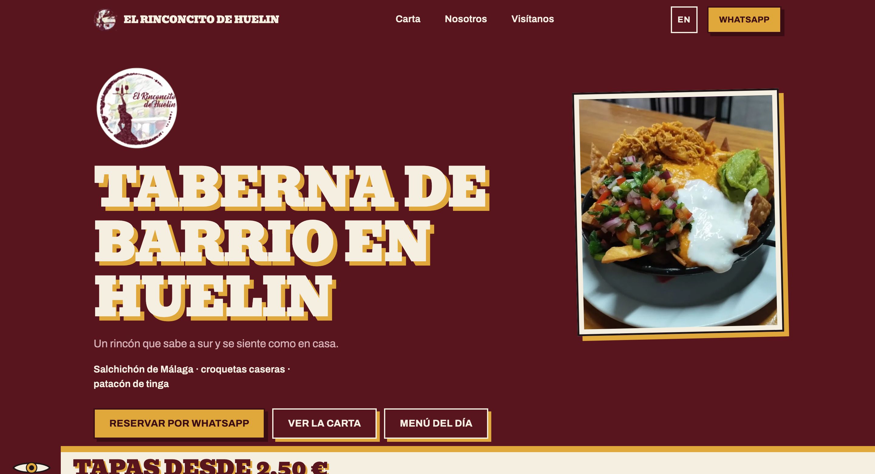 Portada de la web de El Rinconcito de Huelin